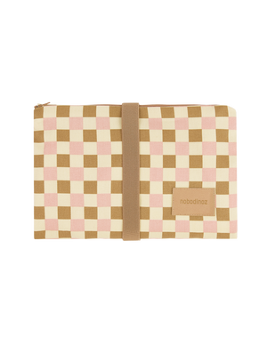 Nobodinoz Wickelunterlage Hyde Park Yellow Pink Mosaic Baby Wickelmatte Baumwolle