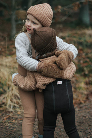 Collant sans pieds "Wooly" en laine avec bretelles Silly Silas | Espresso Brown