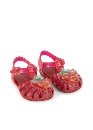 Konges Sløjd Sandalen Lilo Strawberry mit Glitzer und Kirsch-Detail aus PVC