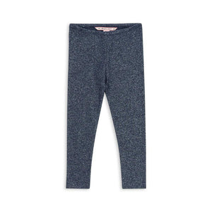 „Konges Sløjd Roli Leggings für Mädchen – Mood Indigo mit Glitzereffekt und Rippstruktur“