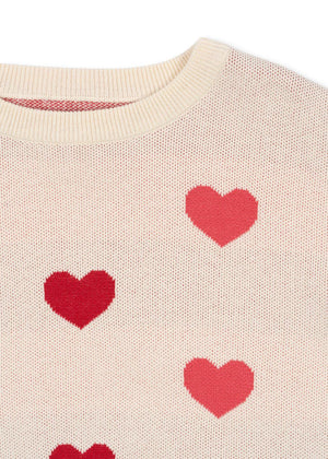 Konges Sløjd Pull en tricot "Lapis" Cœur Coloré Duo Rose