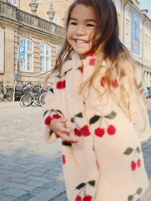 Konges Sløjd Manteau Polaire "Fuzzie" Ma Grande Cerise