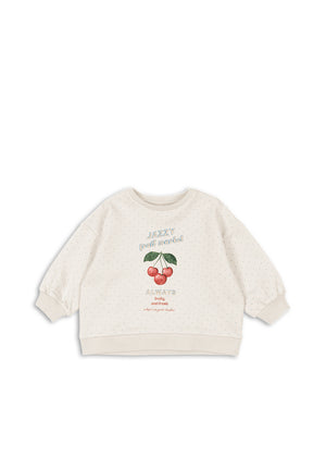 Kinder-Sweatshirt aus Bio-Baumwolle von Konges Sløjd, Loupy Lou Sweatshirt Jazzy Dot, süßer Kirschen-Print, weich & bequem, nachhaltige Kinderbekleidung