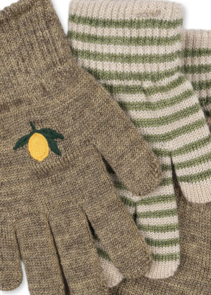 Konges Sløjd Handschuhe "Filla" Lemon / Stripe 2er- Set