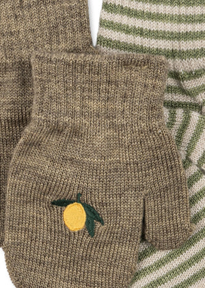 Konges Sløjd Fäustling Handschuhe "Filla" Lemon / Stripe 2er- Set